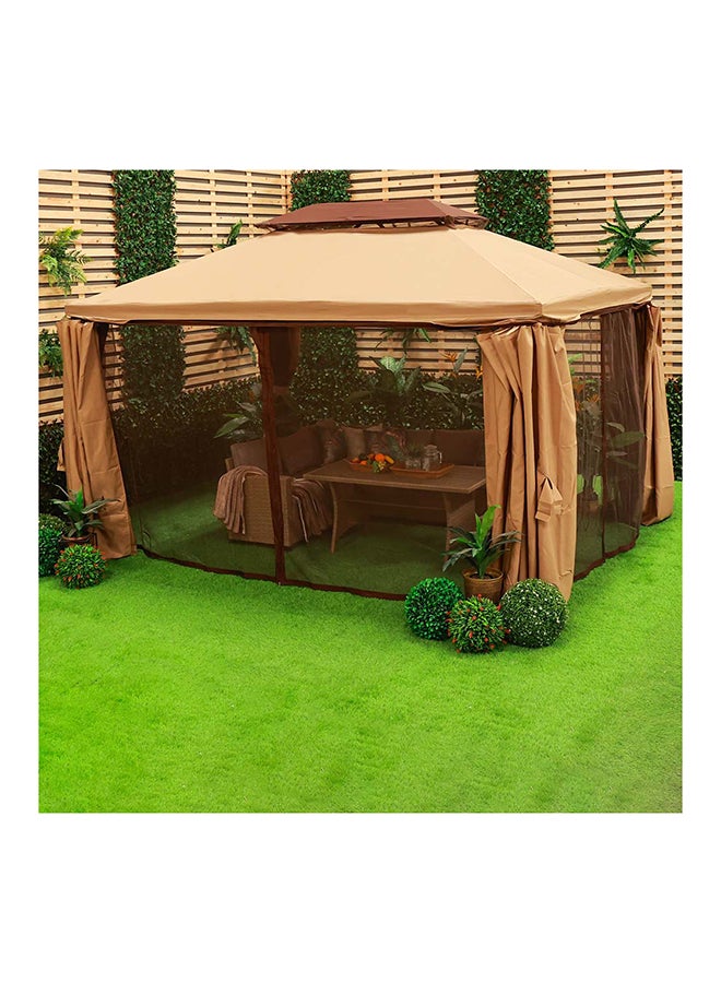 DANUBE HOME - Roma Gazebo Aluminium Frame Patio Tent Canopy For Garden With Mosquito Net Beige 300x400cm - Image 1