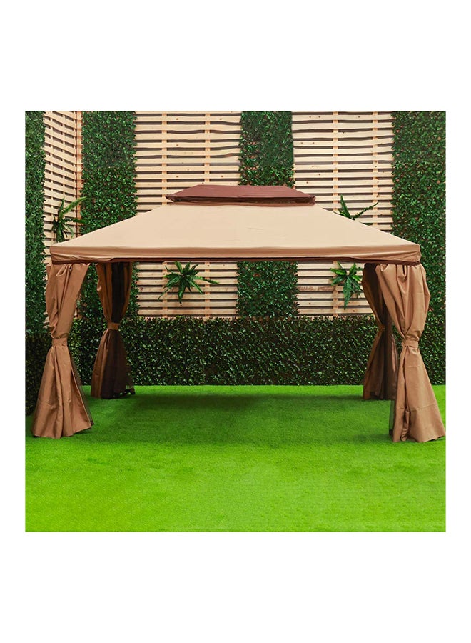 DANUBE HOME - Roma Gazebo Aluminium Frame Patio Tent Canopy For Garden With Mosquito Net Beige 300x400cm - Image 1