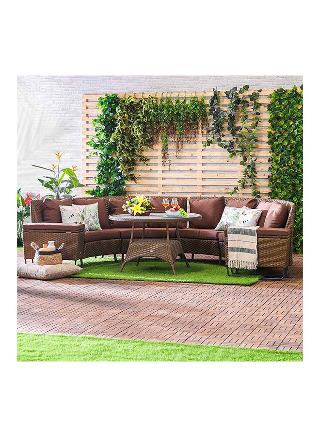 Fiona 6-Seater Outdoor Sofa Set Metal Frame Modern Garden Furniture Brown