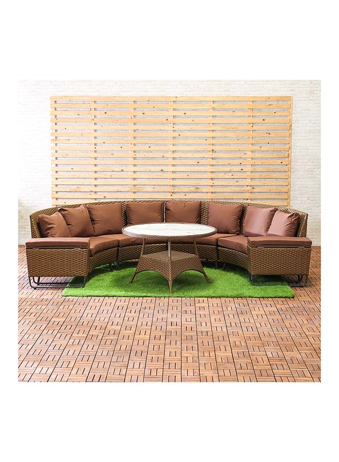 Fiona 6-Seater Outdoor Sofa Set Metal Frame Modern Garden Furniture Brown