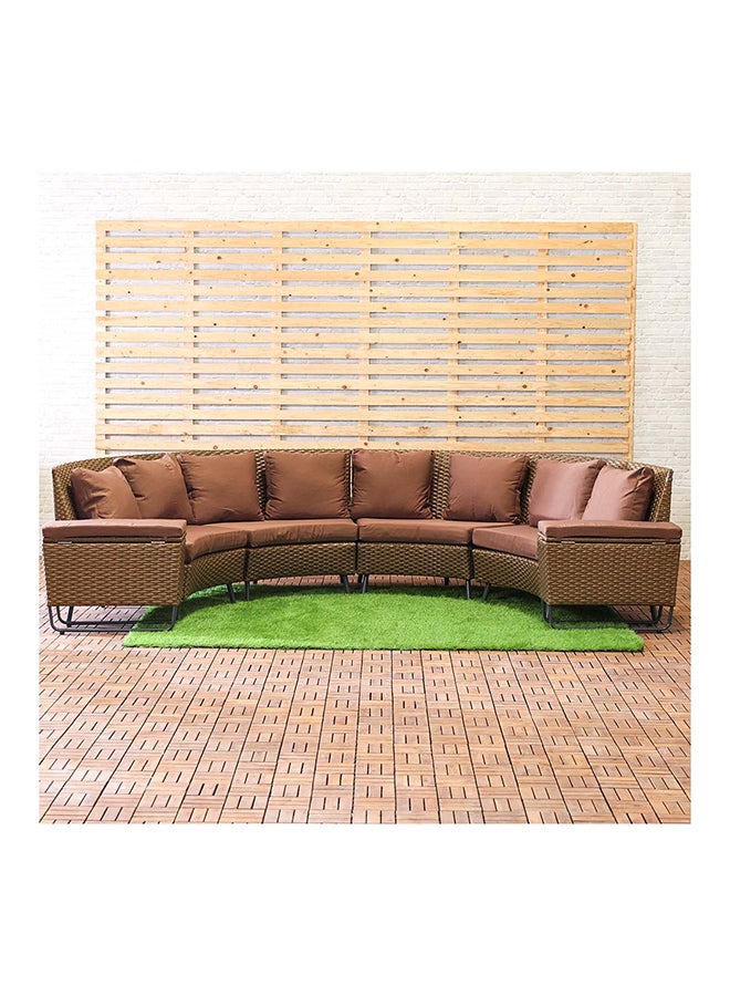 Fiona 6-Seater Outdoor Sofa Set Metal Frame Modern Garden Furniture Brown
