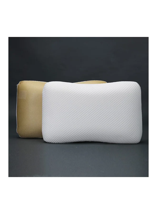 دانوب هوم Relax Memory Foam Pillow 2 Pieces Hypoallergenic Side And Back Sleeping Pillows For Neck And Shoulder Support Polyester White 55x35x12cm
