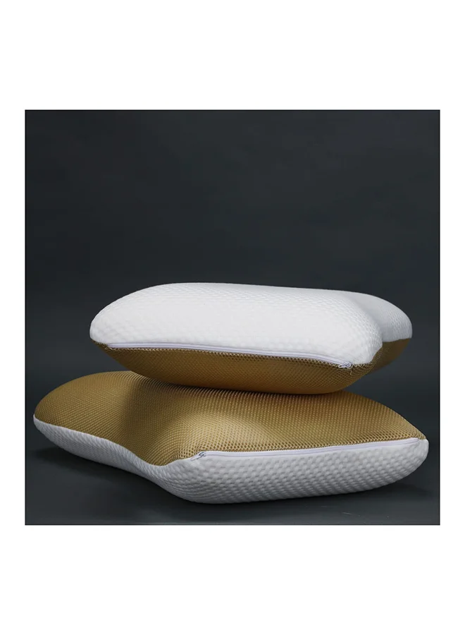 دانوب هوم Relax Memory Foam Pillow 2 Pieces Hypoallergenic Side And Back Sleeping Pillows For Neck And Shoulder Support Polyester White 55x35x12cm