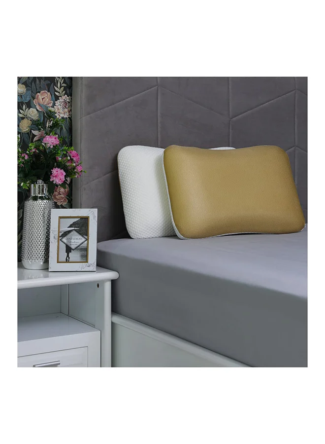 دانوب هوم Relax Memory Foam Pillow 2 Pieces Hypoallergenic Side And Back Sleeping Pillows For Neck And Shoulder Support Polyester White 55x35x12cm