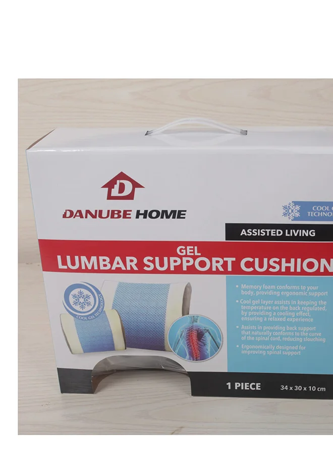 دانوب هوم Gel Lumbar Pillow Hypoallergenic Side And Back Sleeping Pillows For Neck And Shoulder Support Polyester White 34x30x12cm