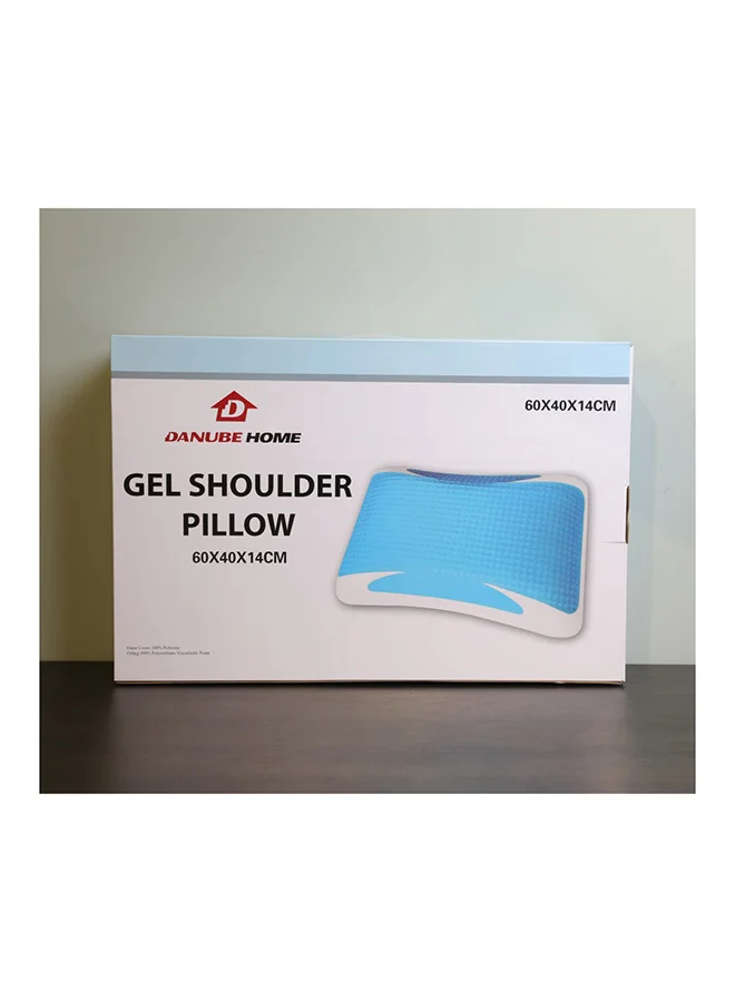 DANUBE HOME Gel Shoulder Pillow Hypoallergenic Side And Back Sleeping Pillows For Neck And Shoulder Support Polyester White 60x40x14cm