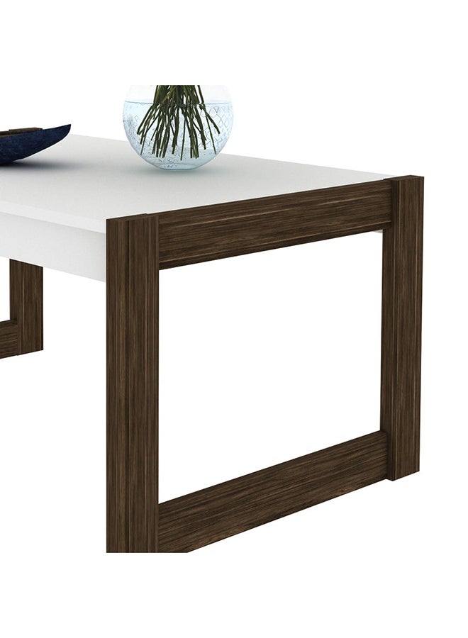 DANUBE HOME - Tarsus Coffee Table Multifunctional Center Table Rectangular Modern Furniture For Living Room White/Walnut 60.4x96x45.5cm - Image 1
