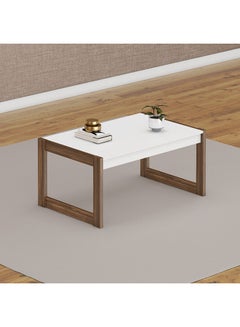DANUBE HOME Tarsus Coffee Table Multifunctional Center Table Rectangular Modern Furniture For Living Room White/Walnut 60.4x96x45.5cm  - Image 1