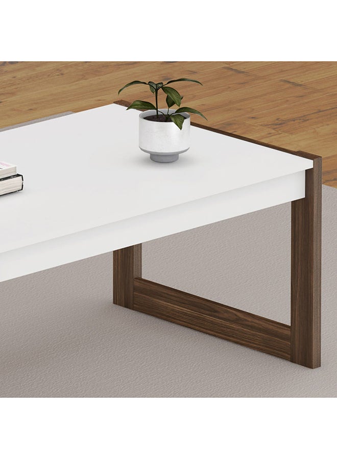 DANUBE HOME - Tarsus Coffee Table Multifunctional Center Table Rectangular Modern Furniture For Living Room White/Walnut 60.4x96x45.5cm - Image 1