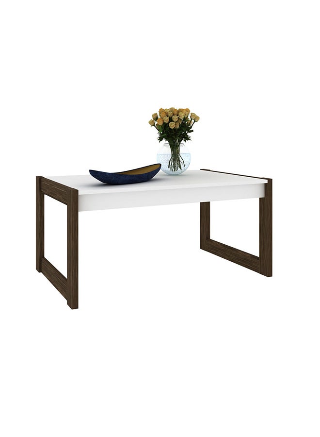 DANUBE HOME - Tarsus Coffee Table Multifunctional Center Table Rectangular Modern Furniture For Living Room White/Walnut 60.4x96x45.5cm - Image 1