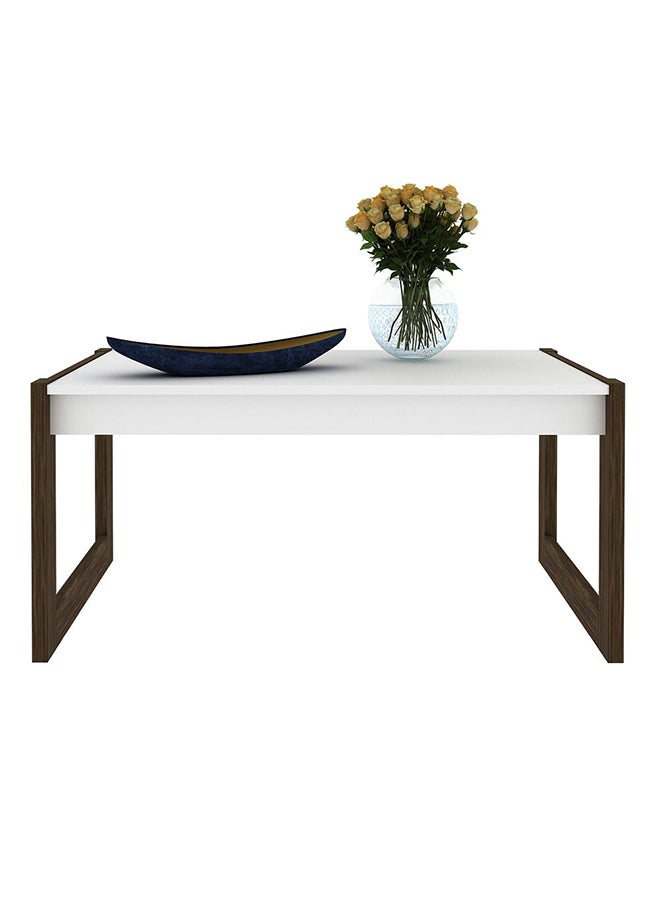 DANUBE HOME - Tarsus Coffee Table Multifunctional Center Table Rectangular Modern Furniture For Living Room White/Walnut 60.4x96x45.5cm - Image 1