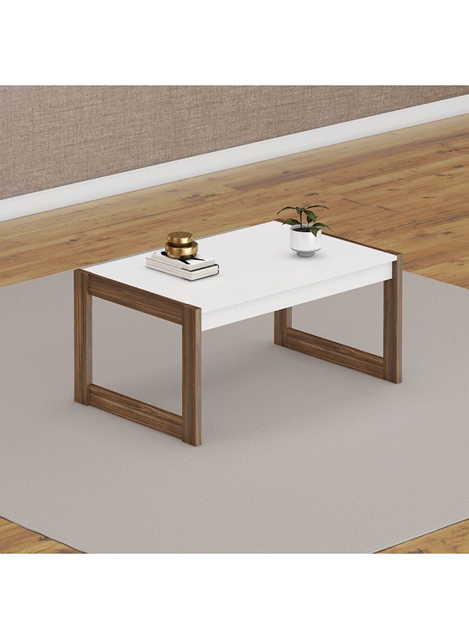 DANUBE HOME - Tarsus Coffee Table Multifunctional Center Table Rectangular Modern Furniture For Living Room White/Walnut 60.4x96x45.5cm - Image 1