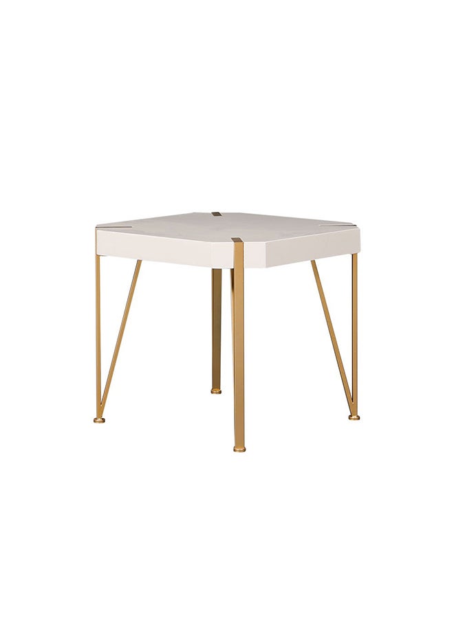 DANUBE HOME End Table Multifunctional Living Room Small Desk Space Saving Octagonal Side Table For Modern Home White/Golden 60x60x54cm White/Golden 60x60x54cm  - Image 5