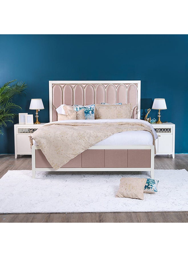 DANUBE HOME Hernan King Size Bed Modern Design Double Bedroom Furniture Pink 180x200cm  - Image 1