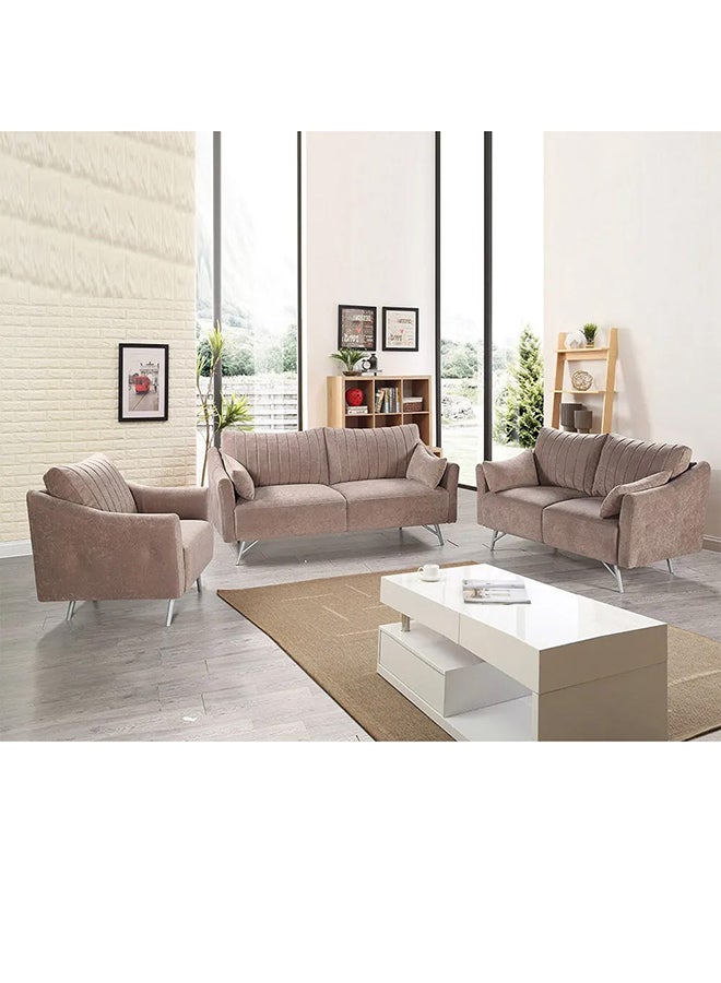 DANUBE HOME - Gaku 6-Seater Fabric Sofa Set Brown - Image 1