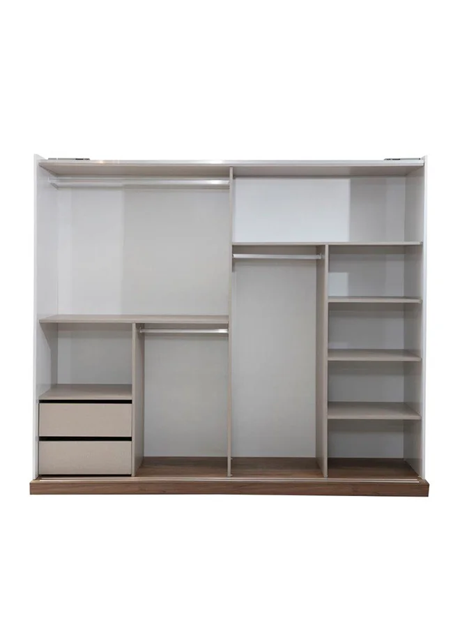 DANUBE HOME Mimosa 6 Door Wardrobe with Storage Rack White 247 x 66 x 216cm