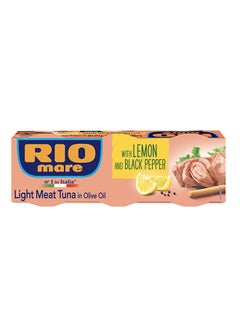 Rio Mare Light Meat Tuna In Olive Oil With Lemon And Black Pepper 80grams Pack of 3  - Image 1