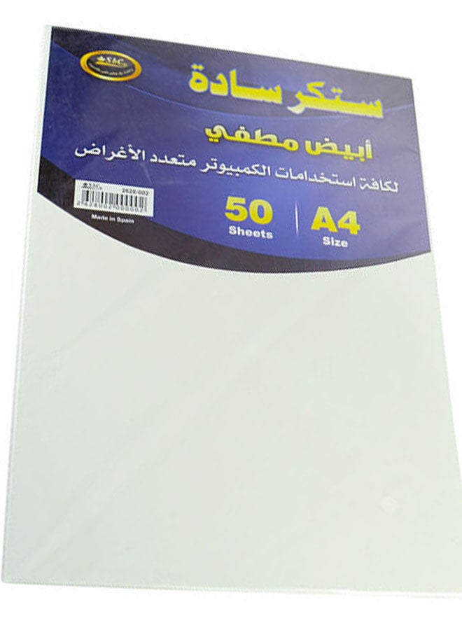 SBC 50 Sheets A4 White Sticker, Mat A4  - Image 4