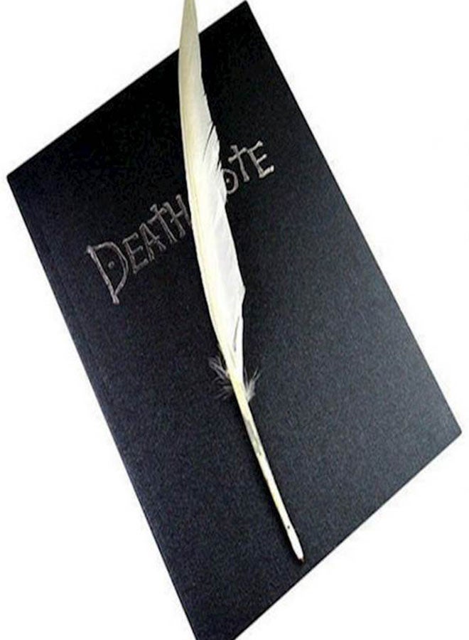 Generic - Death Note Yagami Light Cosplay Notebook with Feather Pen Black/White - Image 1