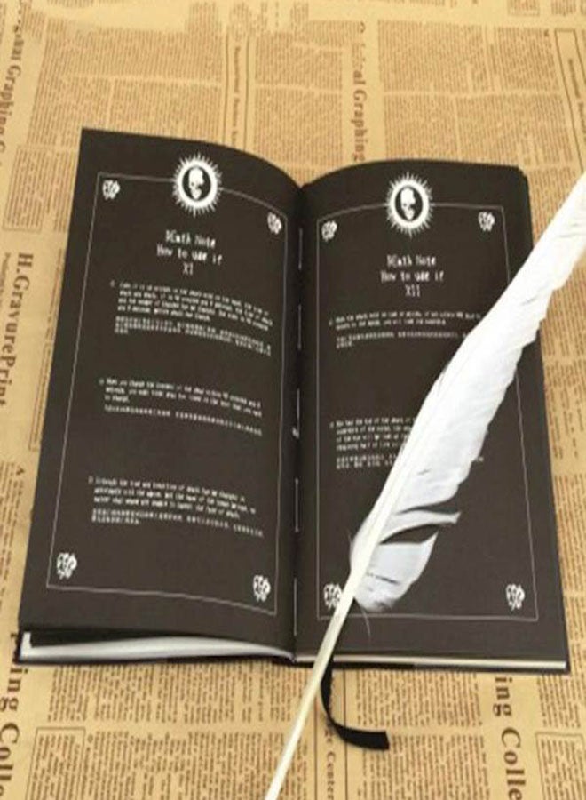 Generic - Death Note Yagami Light Cosplay Notebook with Feather Pen Black/White - Image 1