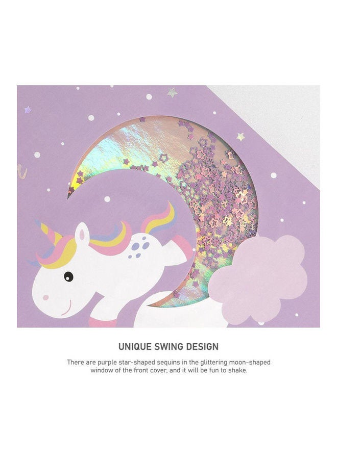 دفتر ملاحظات بتصميم يونيكورن لطيف - 160 صفحة أرجواني - Image 2