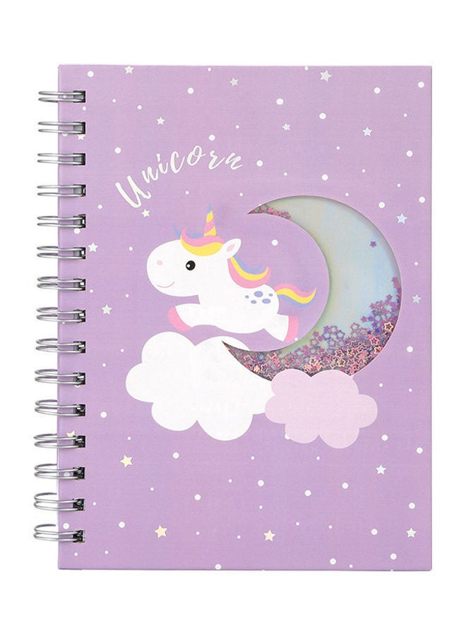 دفتر ملاحظات بتصميم يونيكورن لطيف - 160 صفحة أرجواني - Image 1