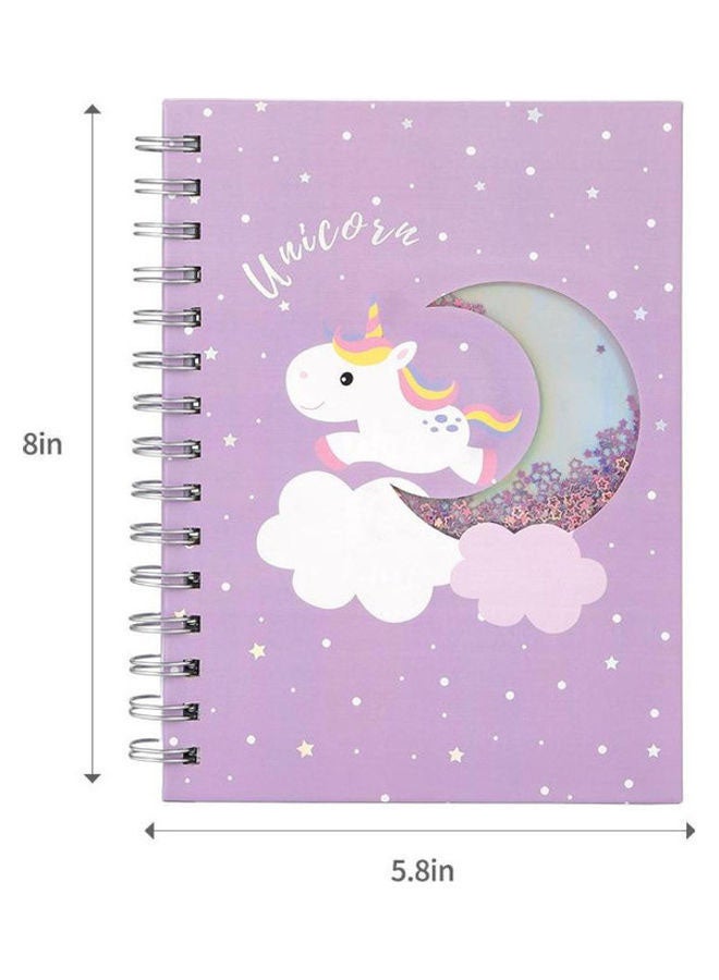 دفتر ملاحظات بتصميم يونيكورن لطيف - 160 صفحة أرجواني - Image 3