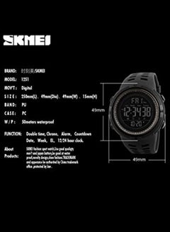 Men's Water Resistant Rubber Digital Watch 1251 - 49 mm - Black - v1665585637/N24758034A_5