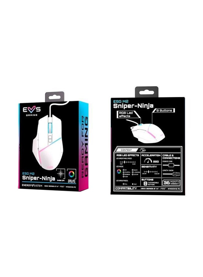 Energy Sistem - Gaming Mouse ESG M2 Flash (6400 dpi mouse, USB, RGB LED lights, 8 customizable buttons) White - Image 1