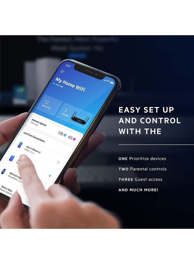 لينكسيس - جهاز توجيه Hydra Pro 6E ثلاثي النطاق WiFi 6E Mesh - جهاز توجيه لاسلكي للألعاب بـ 8 قنوات، نطاق 6 جيجاهرتز للبث بدقة 8K، سرعة تصل إلى 6.6 جيجابت في الثانية، تغطية 2700 قدم مربع، أكثر من 55 جهازًا، يعمل مع نظام Velop Mesh - Image 1