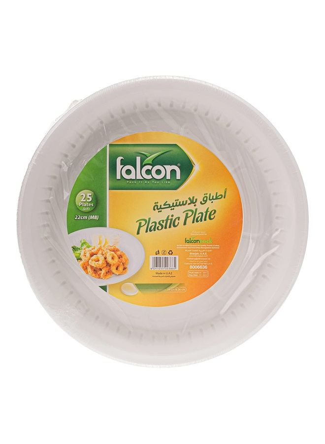 Falcon 25 Pieces Round Plastic Plate White 22cm - Image 1