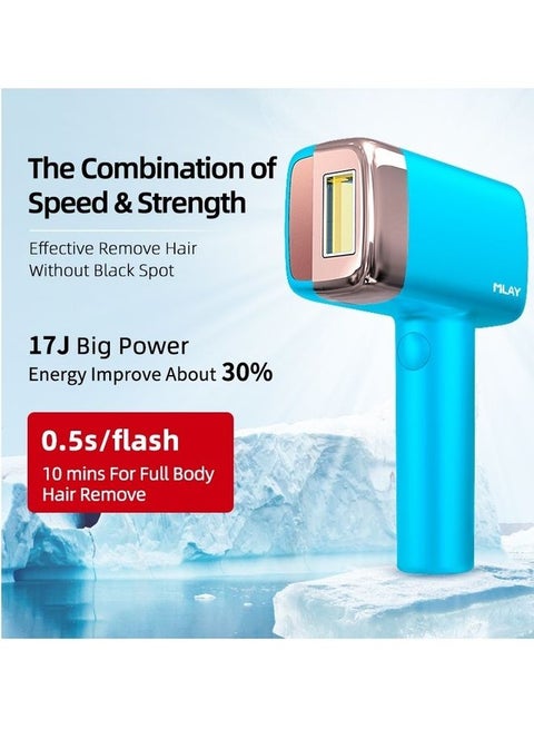T14 Painless Ice Compress Hair Removal Device With Bikini Removal Lamp Sky Blue