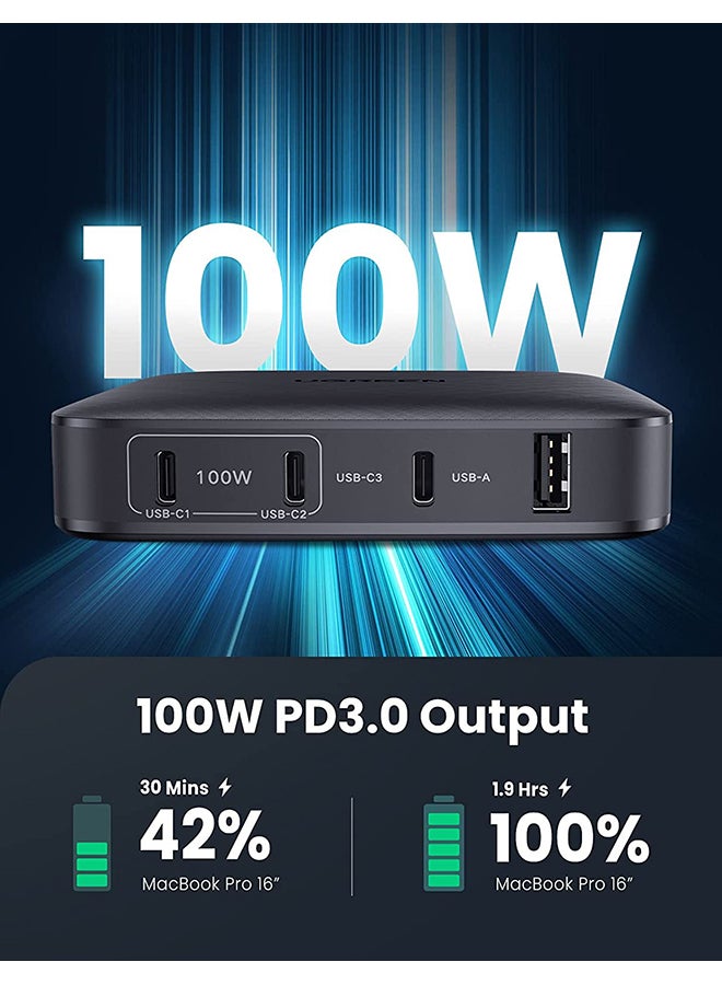 Ugreen - PD 100W USB C Wall Charger 4-Port Fast Power Adapter Compatible for Macbook Pro Air New iPad 9 iPad Mini 6 iPhone 14/14 Plus/14 Pro/14 Pro Max/iPhone 13 Pro iPad Pro 2021 Galaxy S21 etc Black - Image 1
