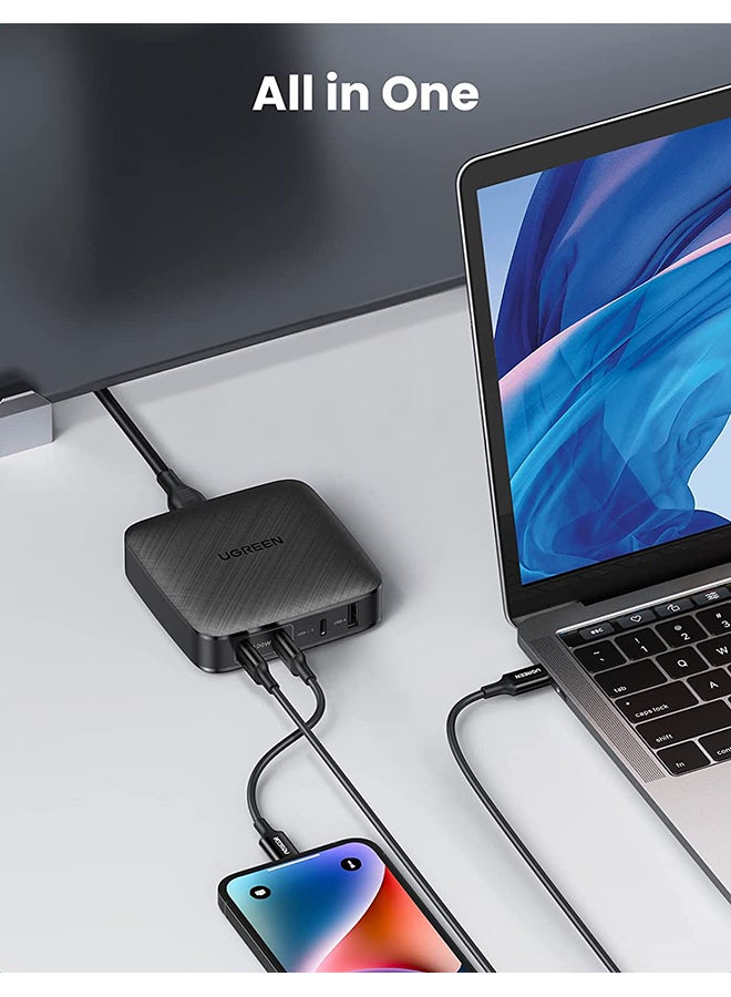 Ugreen - PD 100W USB C Wall Charger 4-Port Fast Power Adapter Compatible for Macbook Pro Air New iPad 9 iPad Mini 6 iPhone 14/14 Plus/14 Pro/14 Pro Max/iPhone 13 Pro iPad Pro 2021 Galaxy S21 etc Black - Image 1