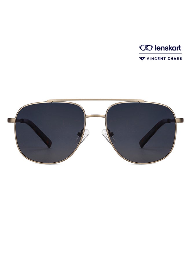 VINCENT CHASE Vintage Full Rim Square Frame Polarized & UV Protected Sunglasses VC S12934 - 55mm - Gold  - Image 1