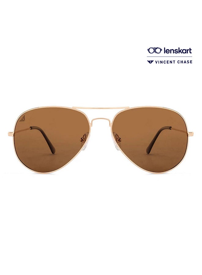 VINCENT CHASE - Top Gun Full Rim Aviator Frame Polarized & UV Protected Sunglasses VC 5158/P - 58mm - Gold - Image 1