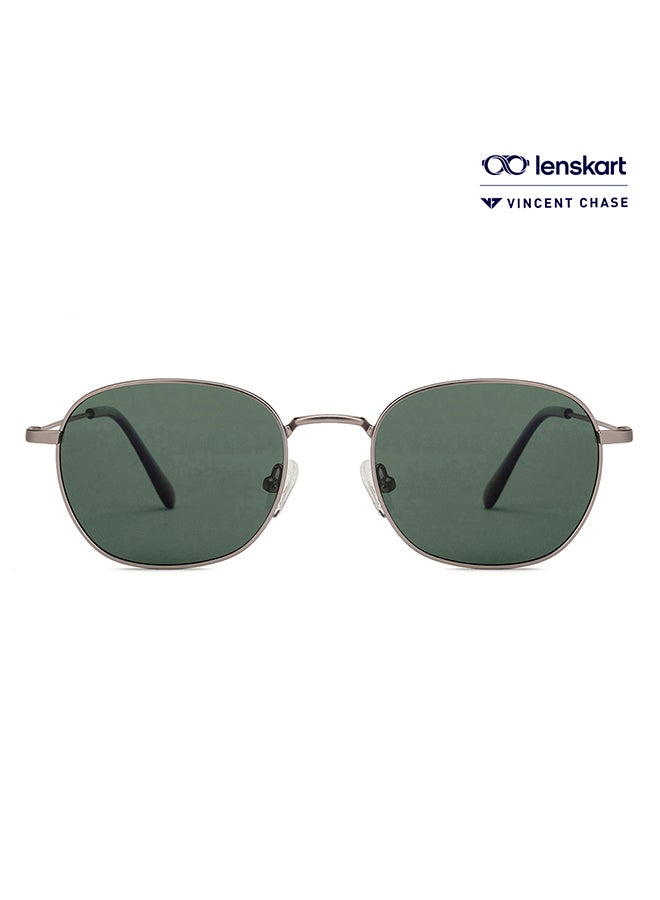 VINCENT CHASE Vintage Full Rim Round Frame Polarized & UV Protected Sunglasses VC S13132 - 52mm - Grey  - Image 1