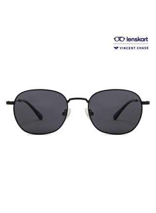 Vintage Full Rim Round Frame Polarized & UV Protected Sunglasses VC S13132 - 52mm - Black - v1665659046/N53248410A_1