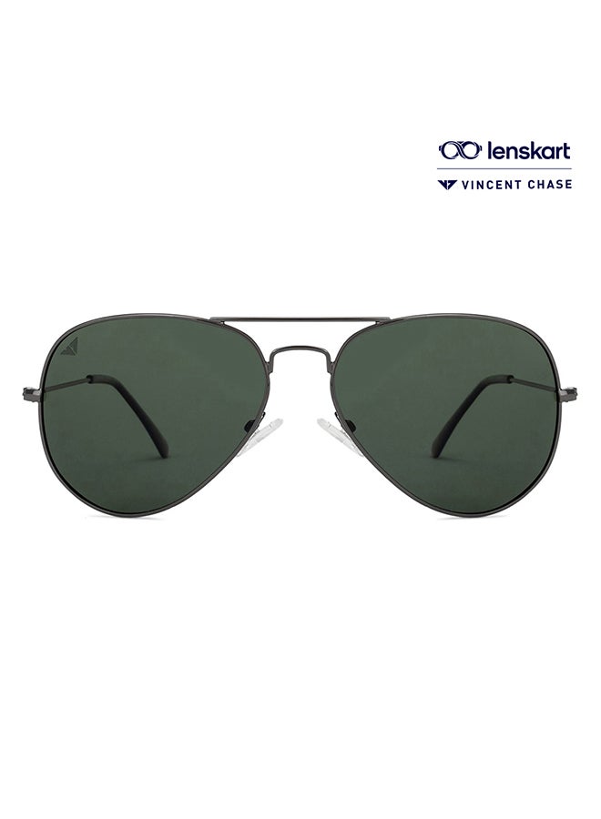 VINCENT CHASE - Vintage Full Rim Aviator Polarized & UV Protected Sunglasses For Men & Women VC 5158/P - 58mm - Grey - Image 1
