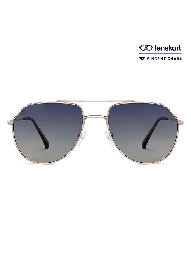 VINCENT CHASE - Vintage Full Rim Aviator Frame Polarized & UV Protected Sunglasses VC S13715 - 58mm - Gold - Image 1