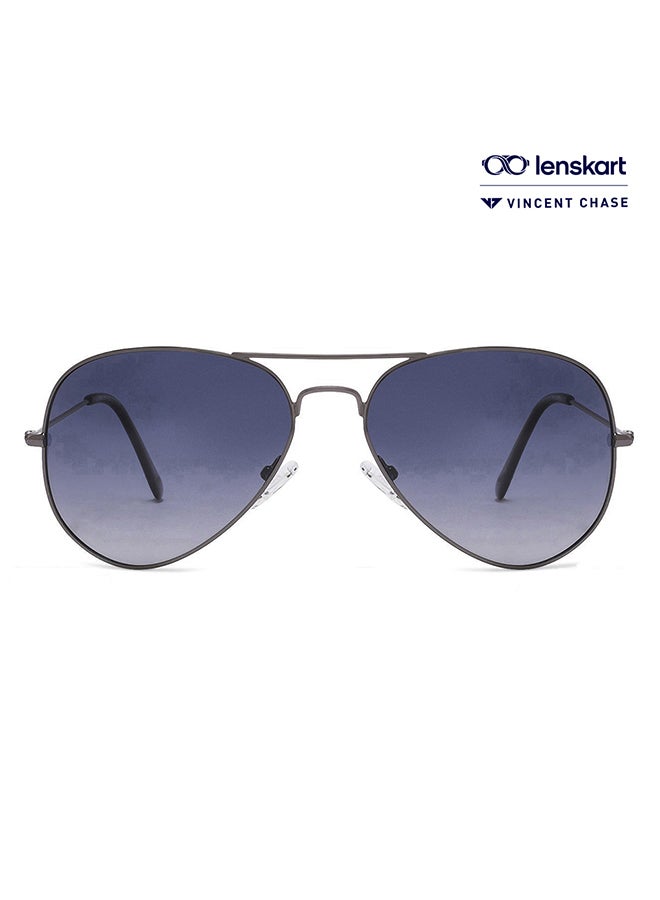 VINCENT CHASE Top Guns Full Rim Aviator Polarized & UV Protected Sunglasses For Men & Women VC 5158/P - 57mm - Grey  - Image 1