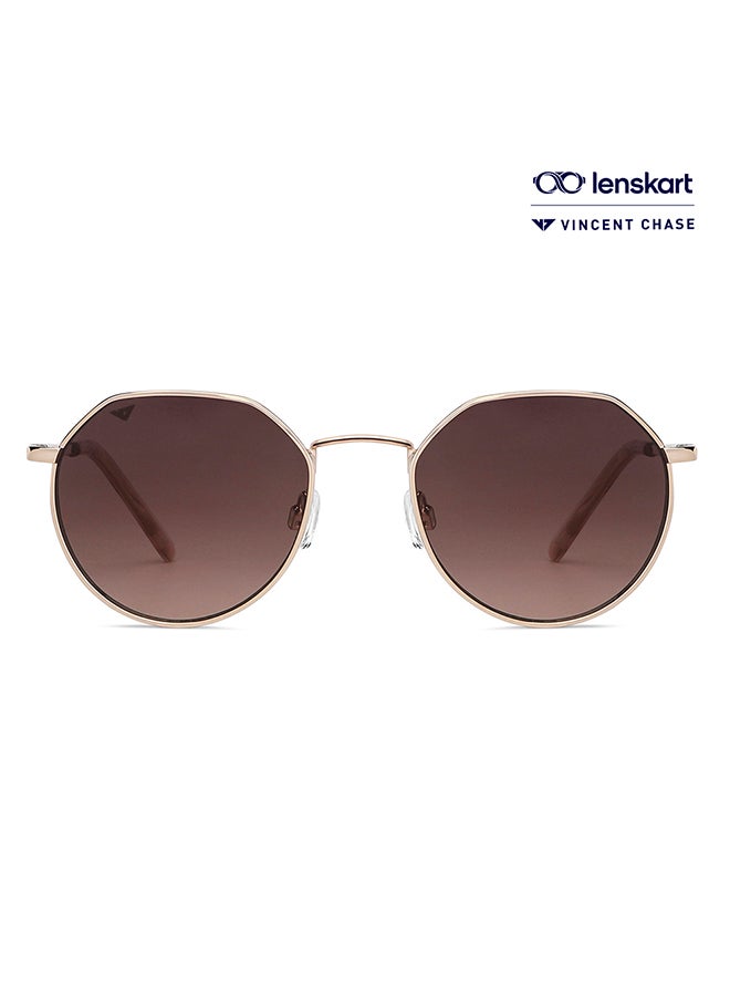 فينسينت تشيس نظارة شمسية بإطارٍ كلاسيكي بحواف كاملة هندسي الشكل وبعدساتٍ مُستقطبة وبحمايةٍ من الأشعة فوق البنفسجية طراز VC S13984 - حجم العدسة 50 مم - ذهبي - Image 1