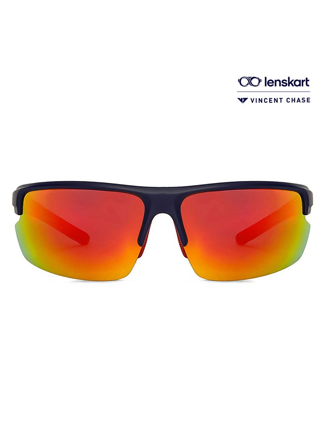 VINCENT CHASE Athleisure Half Rim Sports Polarized & UV Protected Sunglasses For Men & Women VC S14117 - 69mm - Blue  - Image 1