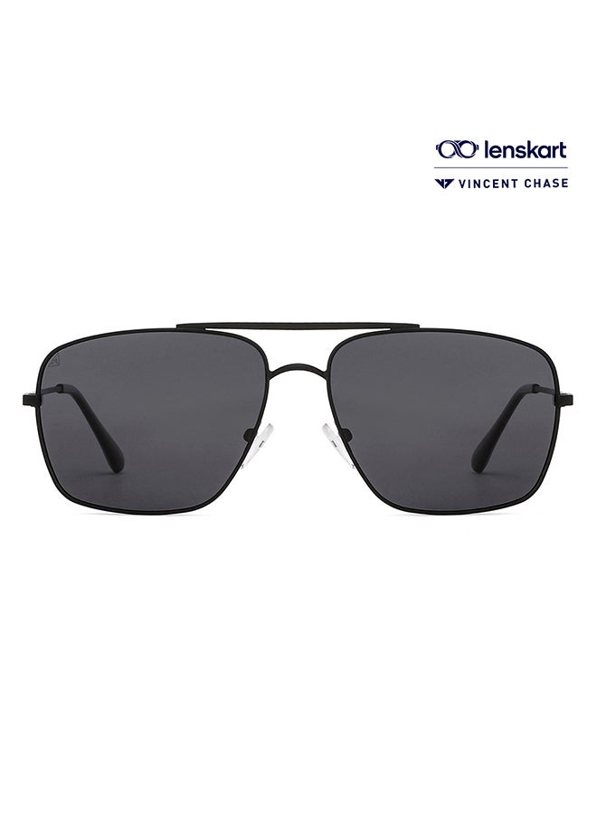 VINCENT CHASE Vintage Full Rim Square Frame Polarized & UV Protected Sunglasses VC S13716 - 60mm - Black  - Image 1