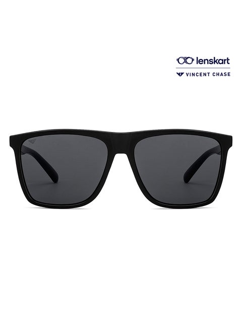 Athleisure Wayfarer Frame Polarized & UV Protected Sunglasses VC S14525 - Lens Size: 59mm - Black