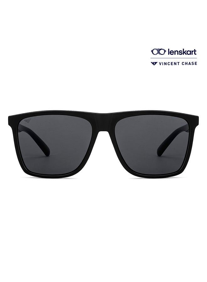 VINCENT CHASE - Athleisure Wayfarer Frame Polarized & UV Protected Sunglasses VC S14525 - Lens Size: 59mm - Black - Image 1