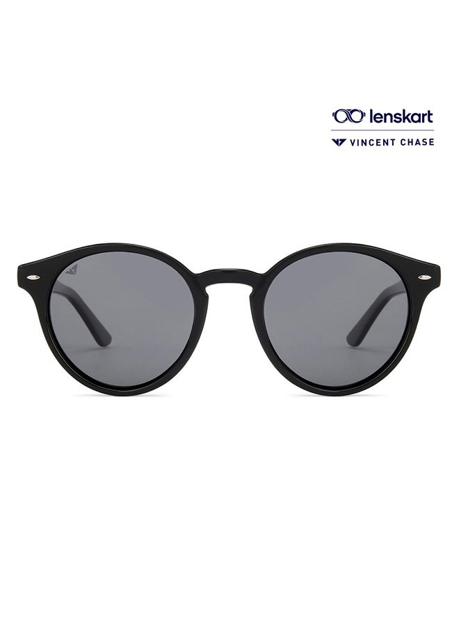 VINCENT CHASE - Mirage Full Rim Round Polarized & UV Protected Sunglasses For Men & Women VC S11744 - 50mm - Black - Image 1