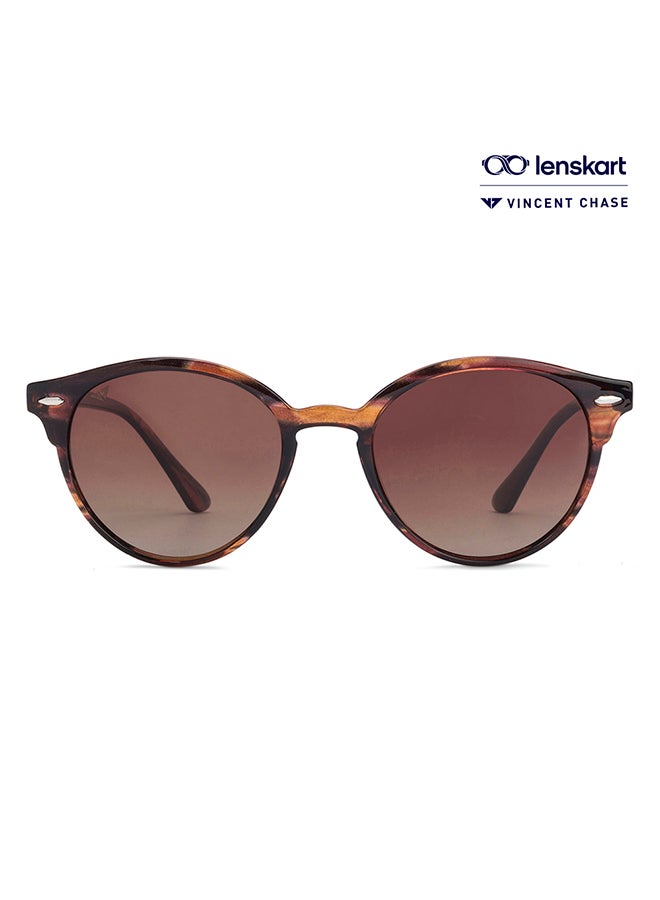 VINCENT CHASE Mirage Full Rim Round Polarized & UV Protected Sunglasses For Men & Women VC S12585 - 51mm - Brown  - Image 1