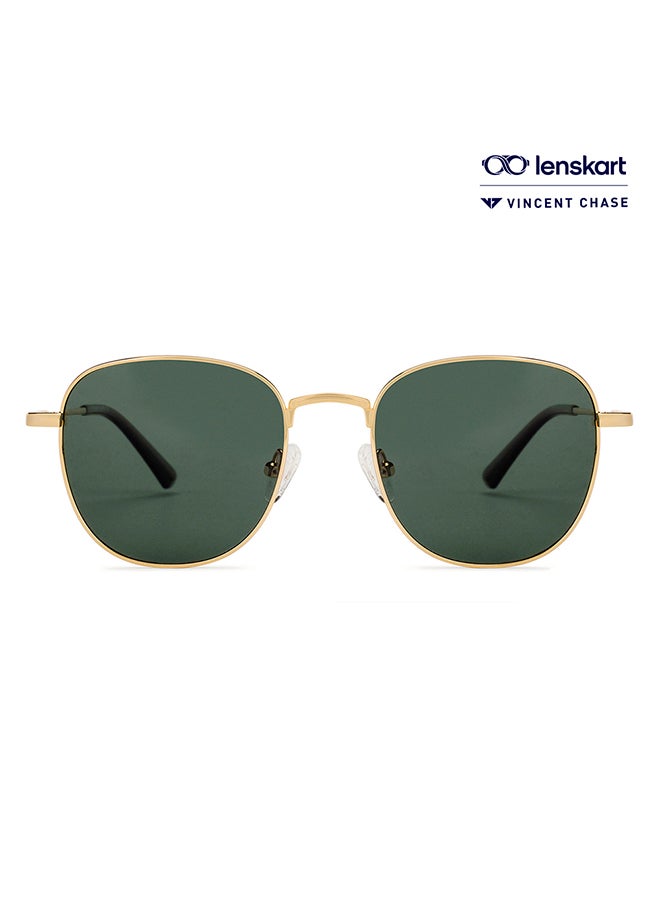 VINCENT CHASE Vintage Full Rim Round Frame Polarized & UV Protected Sunglasses VC S13119 - 51mm - Gold  - Image 1