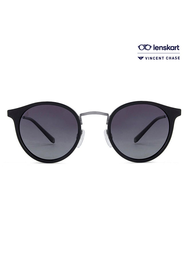 VINCENT CHASE - Women's Vintage Full Rim Round Polarized & UV Protected Sunglasses VC S11164 - Lens Size: 48mm - Grey - Image 1